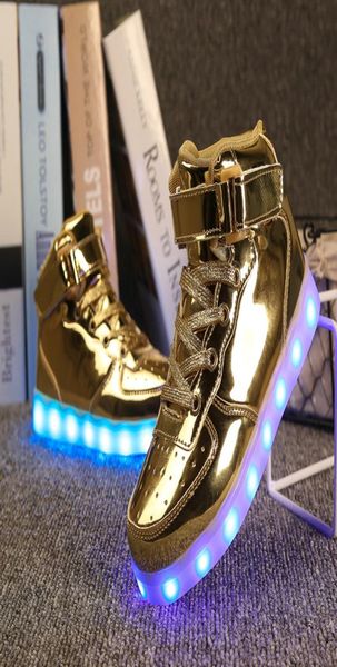

size 2537 light shoes kids for girls boys led shoes luminous sneakers light up children tenis led slippers usb recharging lj201024340749, Black
