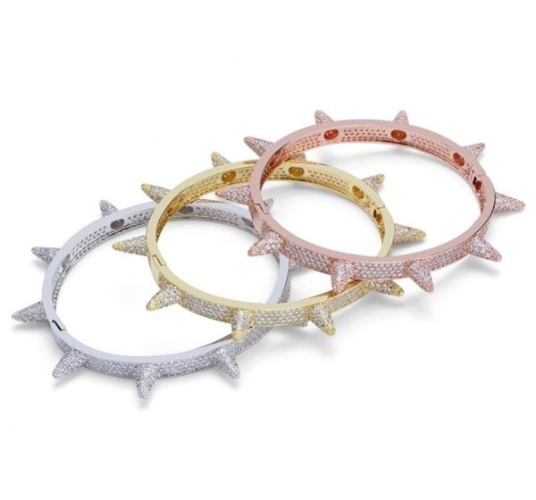 

rillz spikes rivet stud mens charm bracelets bangle iced out gold silver color hip hoppunk gothic bling jewelry 2202227145402, Golden;silver