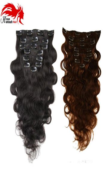 

hannah brazilian clip in human hair extensions body wave clip ins for black women 7pieces set brazilian hair clip in extension2318853, Black;brown