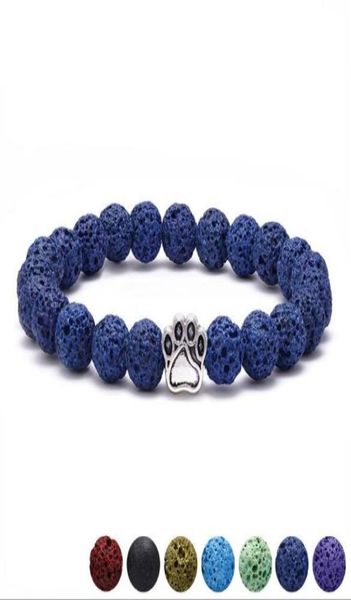 

7colors colourful black lava stone dog paw bracelet diy aromatherapy essential oil diffuser bracelet for women8488974