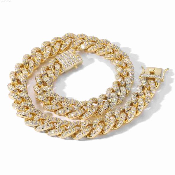 

maple 2023 hip hop 16mm cuban chain jewelry punk necklace mens zircon, Silver