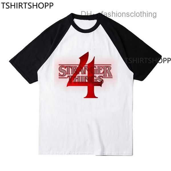 

2023 designer stranger things 4 t shirts 100 cotton baseball tee shirt hellfire club men clothing hip hop tshirt summer 5 d0g1, White;black