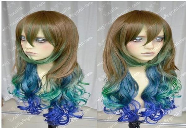 

cosplay wig mixed color mix long wave synthetic high temperature heat resistant curly wigs9732829, Black