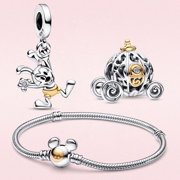 

2023 new popular 925 sterling silve charms bracelets designer 100th anniversary pendant fit original pandora bracelet charm pumpkin car fash, Bronze;silver
