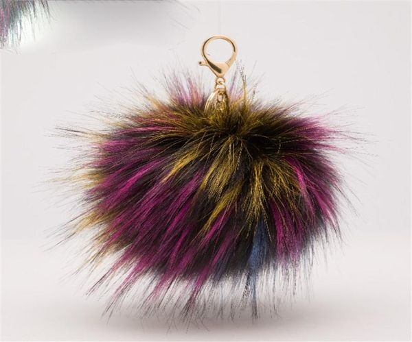 

new fashion pompons keychains fluffy key chains pompons keychains plush key ring trinkets bag pendant for women1080535, Silver