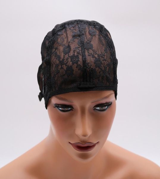 

diy wig caps black double lace wig caps for making wigs hair net with adjustable straps swiss lace medium size8800036, Black;brown
