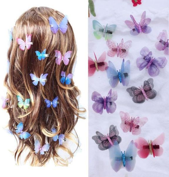

beautiful rhinestones double layers tulle butterfly hair clip for women girls hairpin gauze butterfly hair accessories ornaments5718153, Slivery;white