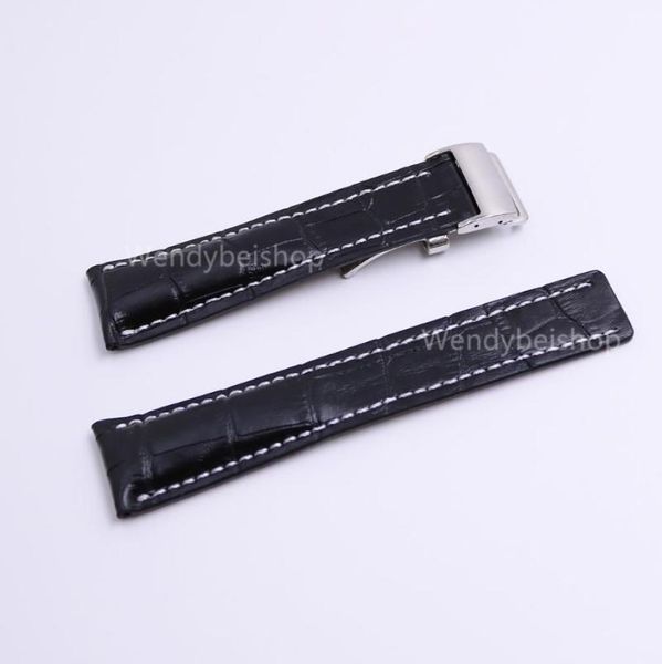 

watch bands carlywet 22 24mm20mm clasp black real cowhide leather wrist band strap belt for super ocean 18842161501, Black;brown