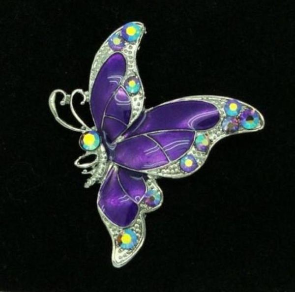 

silver tone purple butterfly brooch with crystals0123454157071, Gray