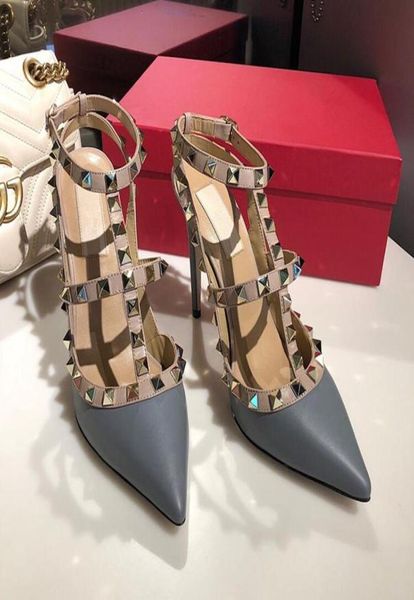 

2022 women sandals pointed toe high heel rivets sandal0125193238, Black