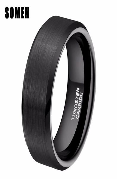 

somen ring men classic 8mm pure black tungsten ring brushed finished wedding band trendy male jewelry engagement love ring bague j6347000, Slivery;golden