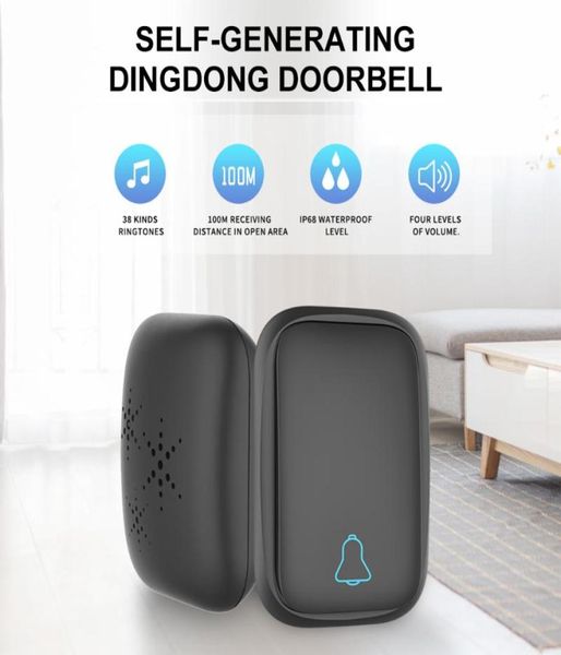 

wireless door bell doorbell mini waterproof doorbell kits battery chime operating at 500 feet with 38 melodies door ring6983066
