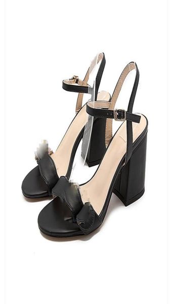 

classic high heeled sandals coarse heel leather suede woman shoes metal buckle for parties occupation sandals size3542ggg he4927309, Black