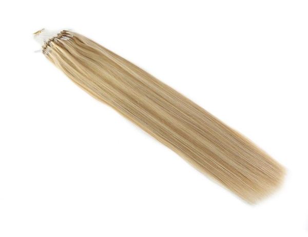 

micro ring loop hair extensions 100 real human hair 100g 1gs color 14613 dark golden blonde mixted with white blonde6985016