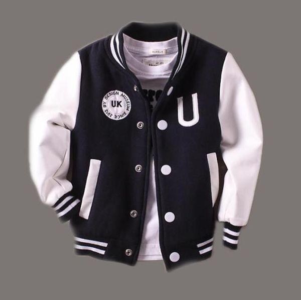 

214t baby boy clothes boys jacket leather spring letter boys outwear for children kids coats for boys baseball sweatershirt lj2017060002, Blue