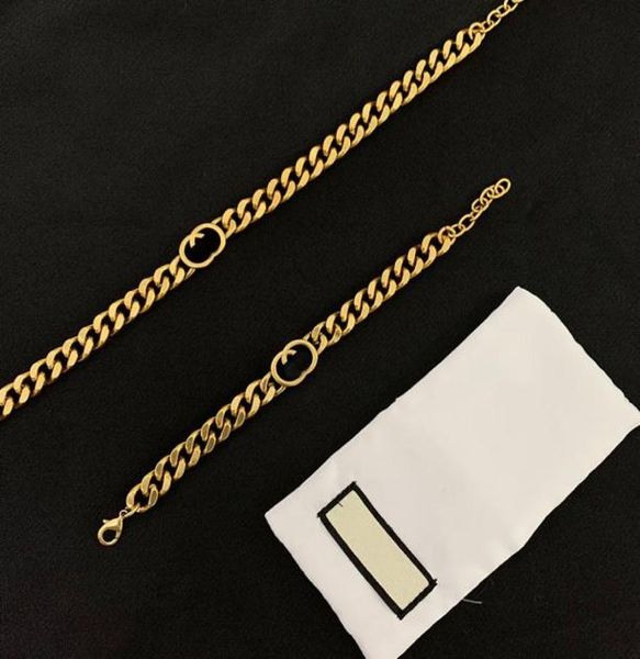 

gold bracelet and necklace set womens luxury designer jewelry chain simple designers bracelets mens letter necklaces gift d21092724202406, Black