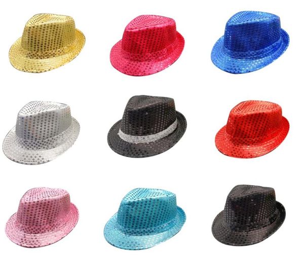

baby sequins jazz hat new kids fedora hat fedoras magic show 10 colors for stage performance festival party8673401, Yellow