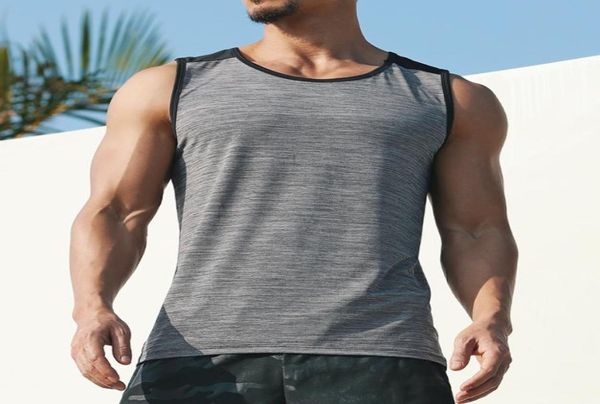 

men compression running suit vest sports fitness sleeveless training tank vest summer quick dry running8971613, Black;blue
