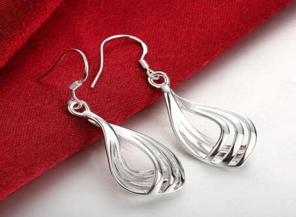 

fashion jewelry 925 sterling silver dangle earrings water drop shaped ripple gift for women5254242