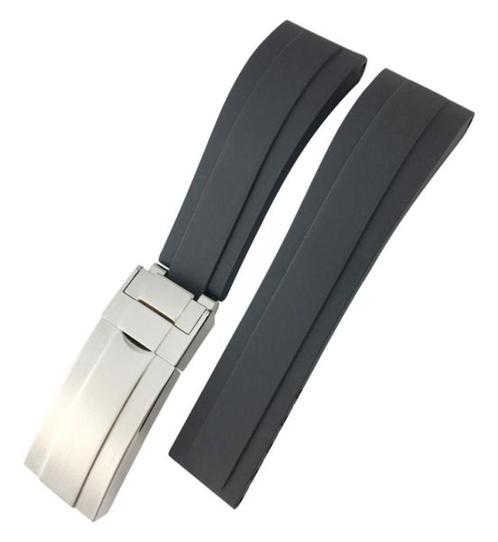 

20mm 21mmwatchband rubber silicone watch strap flat interface suitable for watch1844172, Black;brown