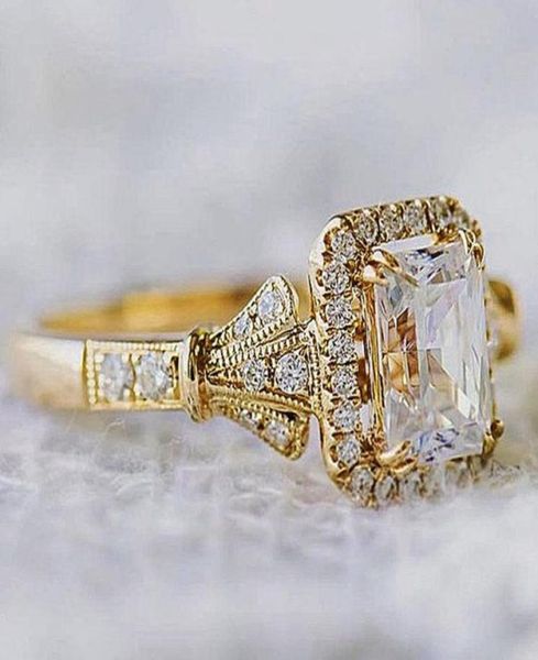 

wedding rings luxury square cz stone female engagement tiny romantic golden lady valentine039s day gift for girlfriend fine rin5770198, Slivery;golden