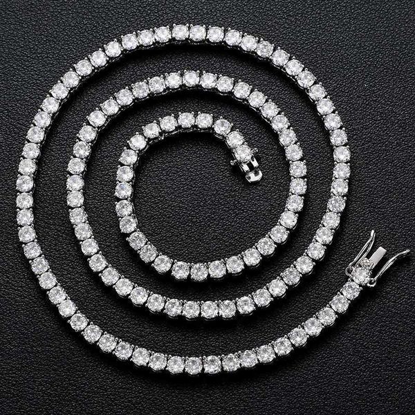 

drop shipping iced out 4mm silver plated cz stone stylish tennis chain men women necklace