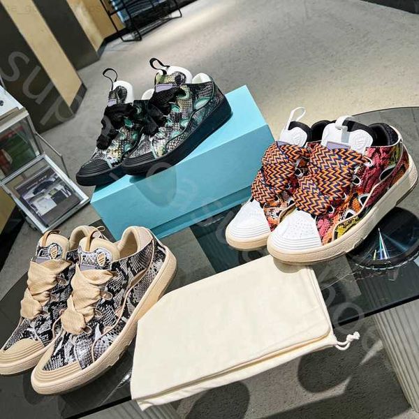 

designer mesh woven lace-up shoes style 2023 extraordinary sneaker embossed leather curb sneakers mens womens in nappa calfskin trainers, Black