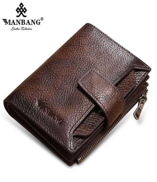 

manbang 100 genuine leather men wallet coin purse small card holder male pocket short 2203019461749, Red;black