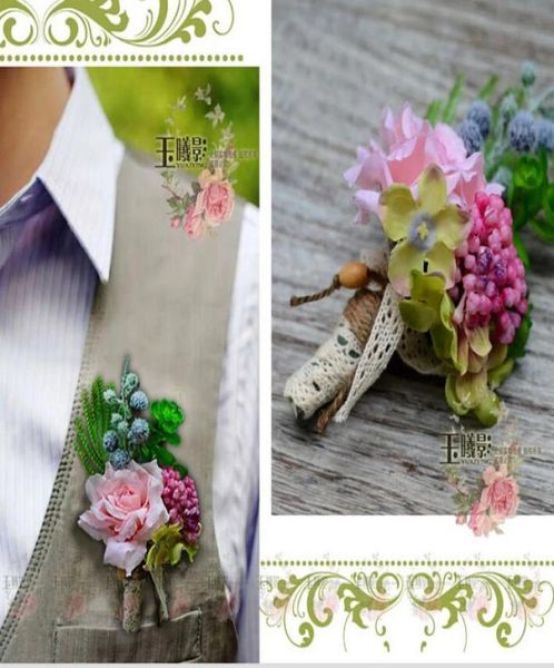 

2015 groom accessories groom flower pins wedding accessories hand made flowers men suit corsage dhyz 015776800, Black;gray