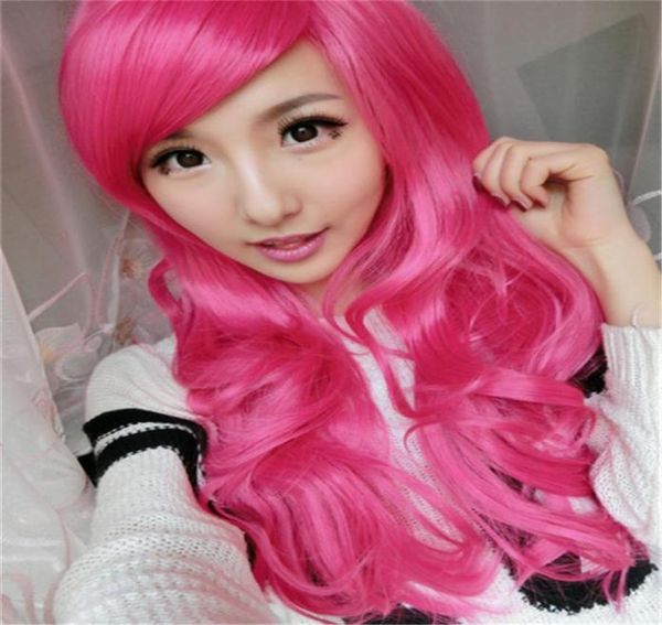 

woodfestival long rose red wig girls big wave wigs for women heat resistant party curly synthetic hair4583488, Black