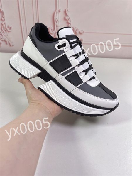 

2023 luxury designer flat sneaker trainer casual shoes leather white letter overlays fashion platform mens womens low sneakers, Black