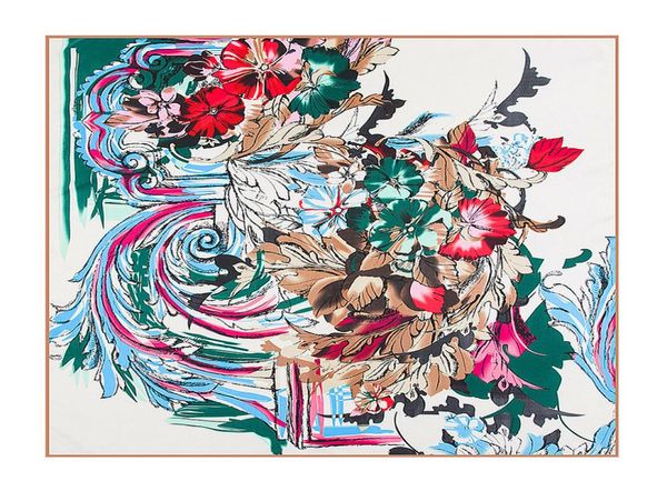 

100cm women square scarf silk print foulard abstract florals pattern wrap new 36151392118, Blue;gray