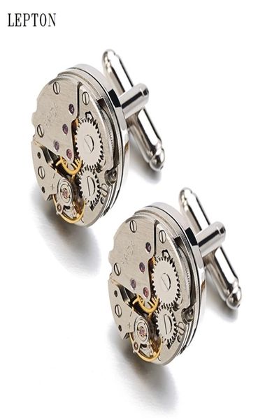

nonfunctional watch movement cufflinks for men stainless steel steampunk gear watch mechanismcuff links for mens 2011063493342, Silver