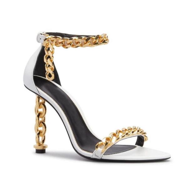 

springsummer 2022 leather chain heel ankle strap sandals shoes women high heels lady pvc leather pumps7821623, Black