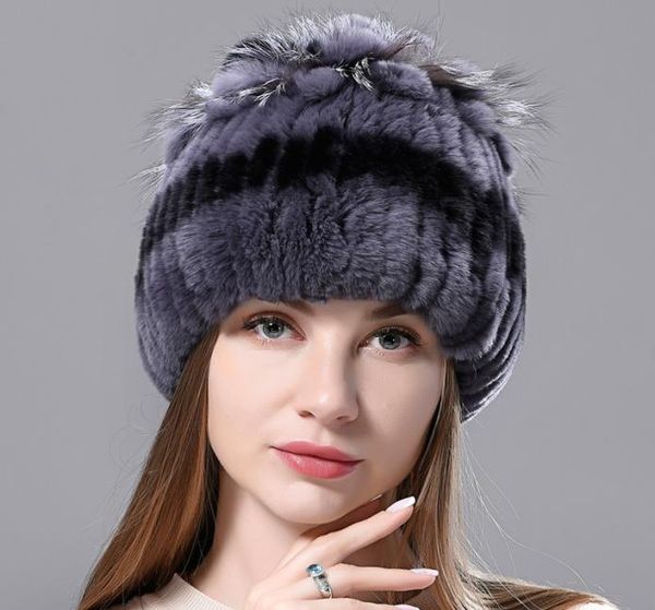 

beanieskull caps russian winter real fur hat natural rex rabbit warm cap ladies knitted 100 geunine hats 2211197404997, Blue;gray