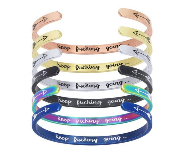 

arrow bracelet stainless steel inspirational bracelets customizable cshaped keep fucking going bracelets6004792, Black