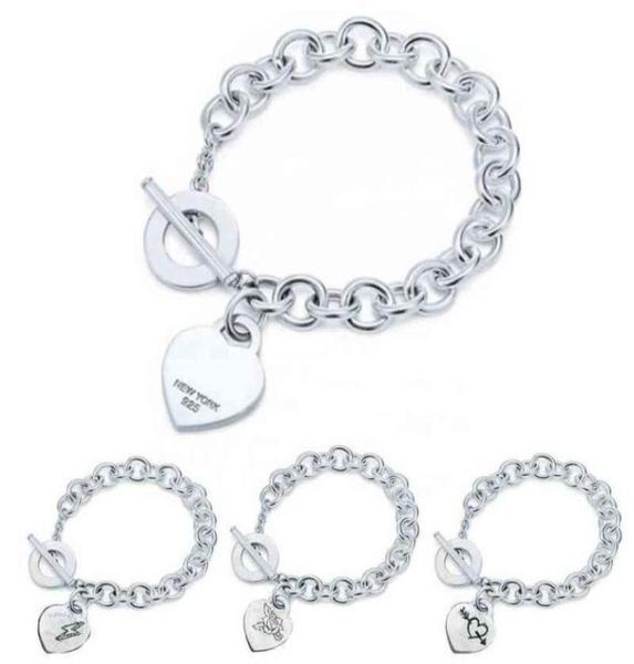 

new heartshaped bracelet s925 sterling silver 11 womens bracelet tf style buckle pendant rose bright love bracelet g22051093172781681439, Golden;silver
