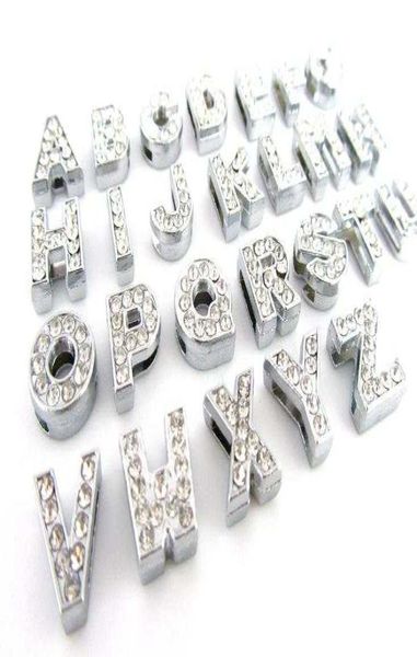 

260pcslot diy slide letters with rhinestone charms for 10mm 8mm pet dog collars 9886579, Crystal