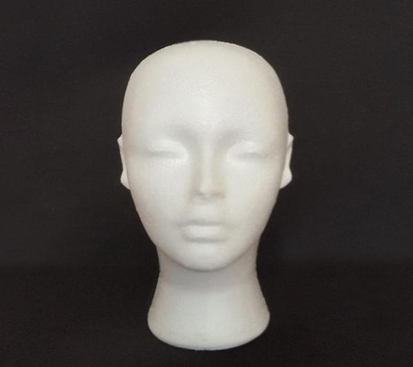 

new arrival wig stand 1pc styrofoam foam mannequin female head model dummy wig glasses hat display stand wig head stand pretty9945487, White