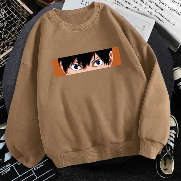 

haikyuu anime men's hoodie fashion k-pop sweatshirts oversize long sleeve hoody hip hop o-neck male leisure, Black