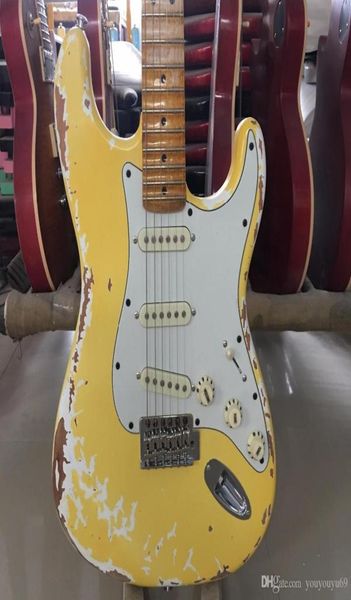 

manufacturers custom classic st electric guitar handmade old st guitar relic version maple carved neck large st head frame cu9632335