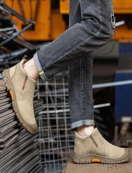 

safety work shoes men039 with steel toe cap construction work boots breathable men w ork sa fety sneakers1643917, Black;brown