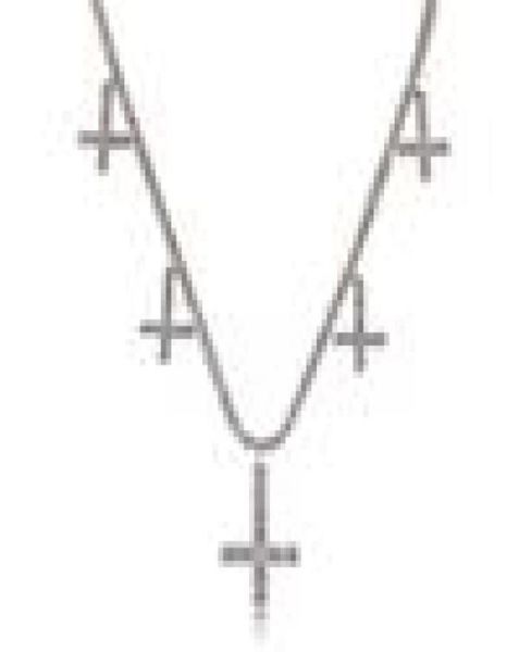 

men039s zircon cross pendant with 4mm tennis necklace chain gold silver color hip hop jewelry 18inch30inch4261827, Black