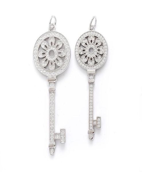 

fashion s925 sterling keys petals key pendant necklace with diamonds 100 925 silver necklaces valentines gift for women7746013
