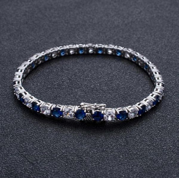 

wholebling iced out chains bracelets 7inch8inch 5mm tennis chain blue cubic zirconia hip hop jewelry for men women8927658, Golden;silver