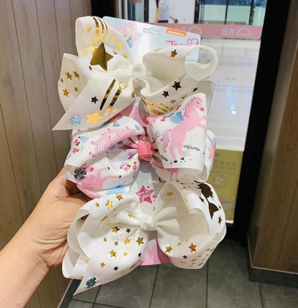 

ins new jojo siwa hair bow 6 colors large bow gilt meteor love unicorn bow hairpin hair accessories3969443, Slivery;white