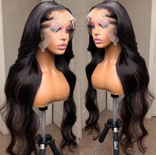 

lace wigs shinelady 180 density body wave frontal hd transparent pre plucked peruvian human hair wig remy women49669778221564, Black;brown