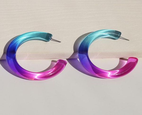 

2020 summer trendy rainbow acrylic colorful c minimalist minimalism hoop earrings korean fashion chic women party jewelry4096326, Golden;silver