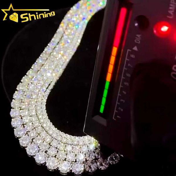 

wholesale 3mm 4mm women men fine jewelry hip hop necklace s925 sterling silver vvs moissanite diamond tennis chain