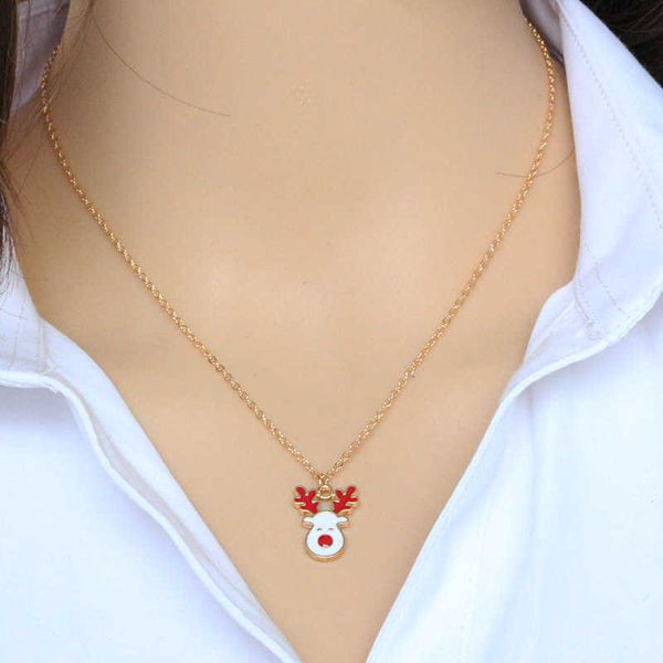 

pendant necklaces cartoon elk pendant necklace for women short chain design christmas collar patry neck accessories christmas gifts aa230526, Silver